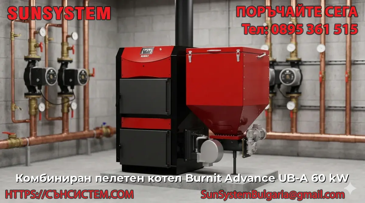 Комбиниран пелетен котел Burnit Advance UB-A 60 kW