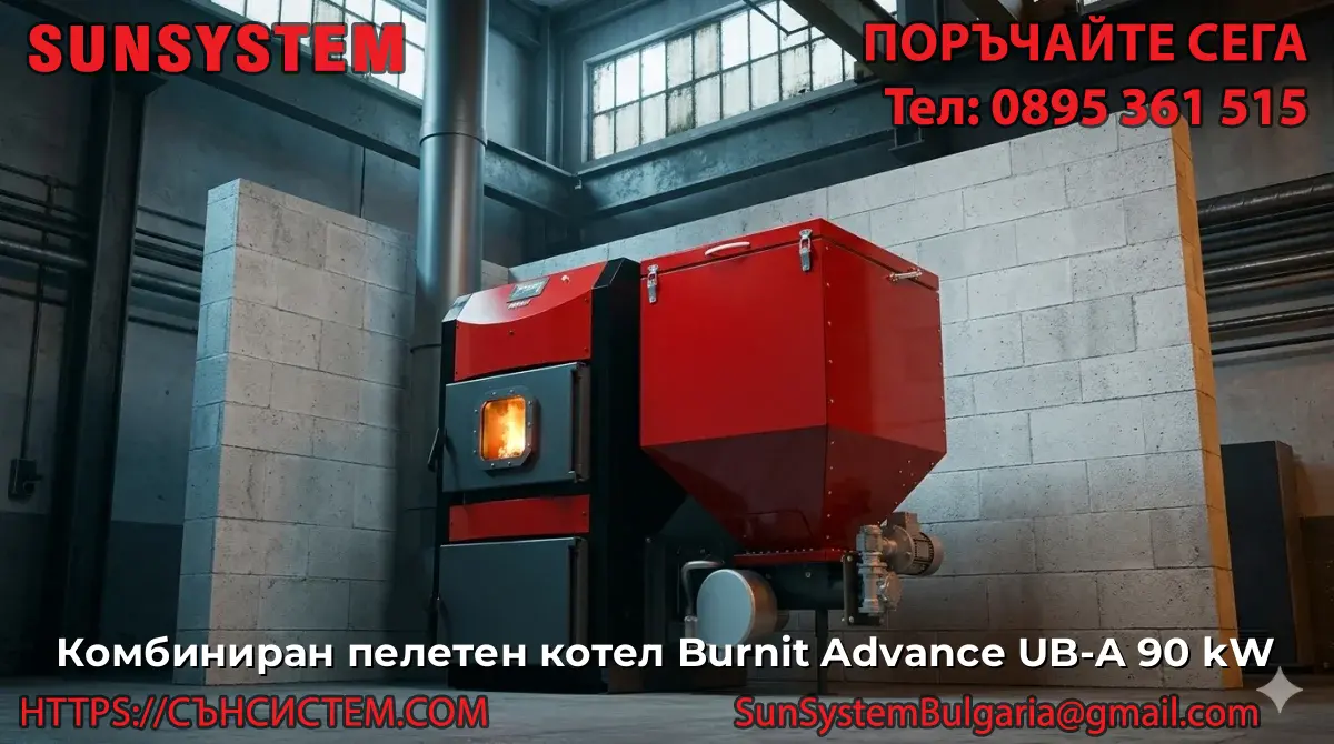 Комбиниран пелетен котел Burnit Advance UB-A 90 kW